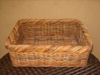 CESTA CESTO CESTINO VASSOIO ESPOSITORE  CONTENITORE PER FRUTTA VERDURA NEGOZIO  RETTANGOLARE CON 2 IMPUGNATURE  IN LEGNO  VIMINI  GIUNCO NATURALE MODELLO CON  SET 2 MISURE  IN  2 VARIANTI DI COLORE - immagine 5
