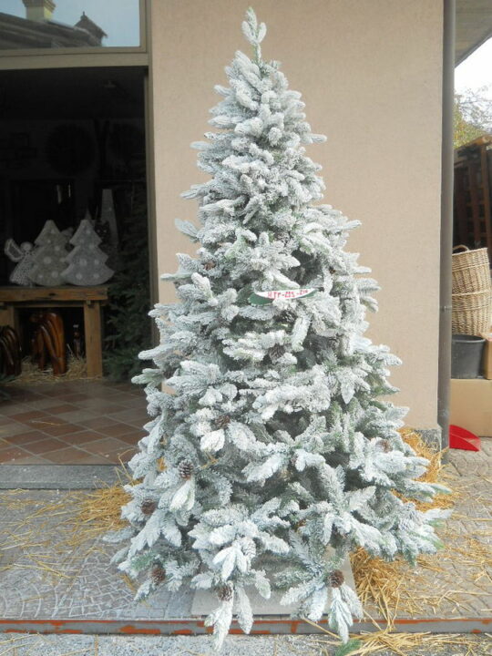 ALBERO DI NATALE  CON NEVE BIANCO CON  BRINA PIGNA  PIGNE NATURALE IN 5 ALTEZZE  MODELLO HJT-29S 120 150 180 CM