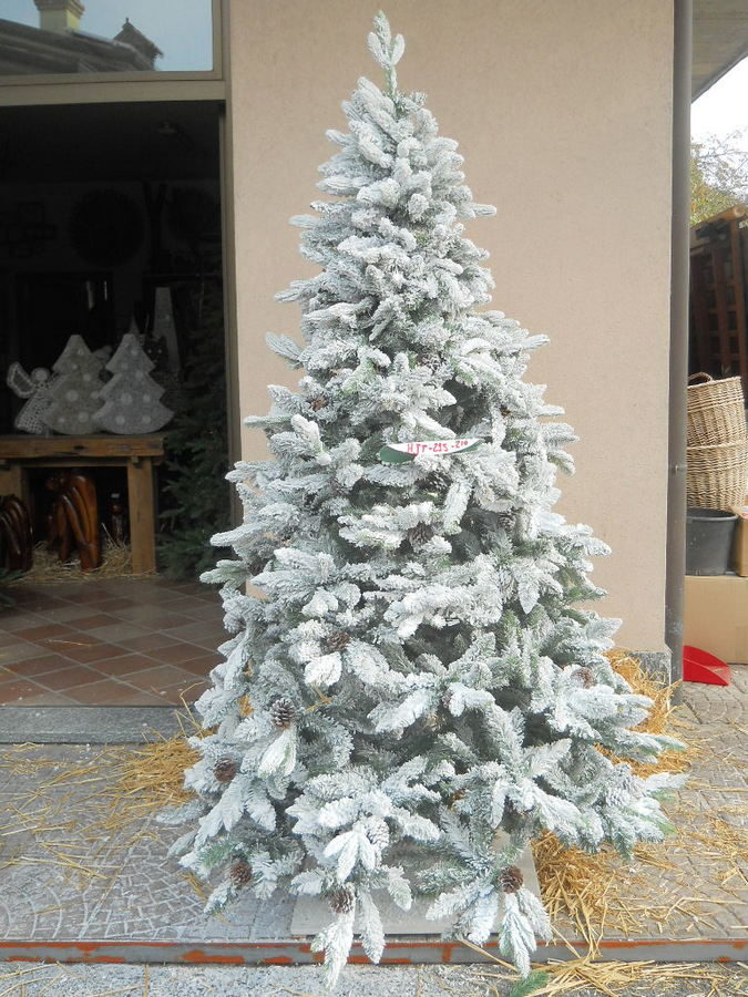 ALBERO DI NATALE CON NEVE BIANCO CON BRINA PIGNA PIGNE NATURALE IN 5 ALTEZZE MODELLO HJT-29S 120 150 180 CM