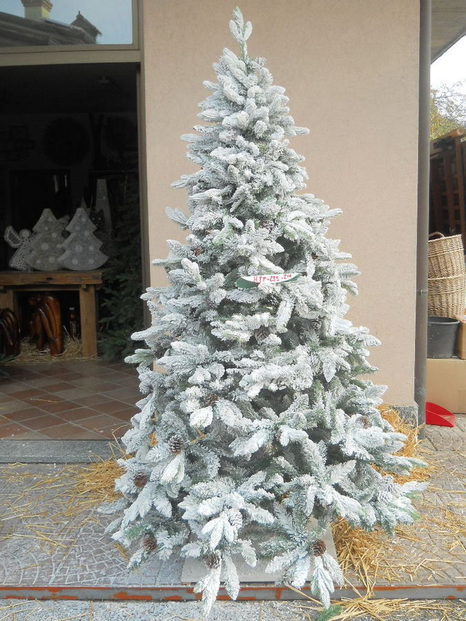 Albero Di Natale Con Fotografie.Albero Di Natale Con Neve Bianco Con Brina Pigna Pigne Naturale In 5 Altezze Modello Hjt 29s 120 150 180 210 240 Cm Menghini Bambu Vimini