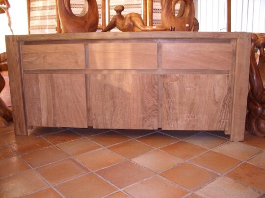 CREDENZA CASSETTIERA BUFFET PER SALA SOGGIORNO IN LEGNO GREZZO  180 X 50 H 80 CM 3 ANTE 3 CASSETTI