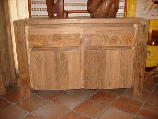 CREDENZA CASSETTIERA BUFFET PER SALA SOGGIORNO IN LEGNO GREZZO  180 X 50 H 80 CM 2 ANTE 3 CASSETTI (Copia)