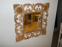 SPECCHIO CON CORNICE INTAGLIATA IN LEGNO SHABBY CHIC DORATA BIANCA DECAPE' DISPONIBILE IN 5 MISURE E 3 INTAGLI 3 COLORI