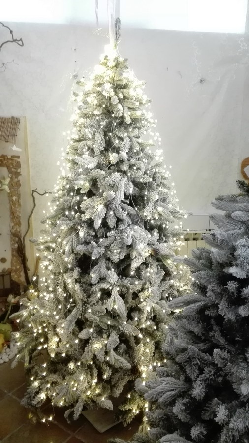 Natale Luci.Cascata Tenda Luminosa X Albero Di Natale 720 Luci Calda H 3 Mt Uso Esterno Interno Con Trasformatore Menghini Bambu Vimini