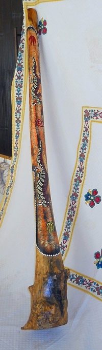 DIDGERIDOO DISEGNO MAORI EUCALIPTO o TEAK AUSTRALIA ETNICO TERMITI ABORIGENI - immagine 13