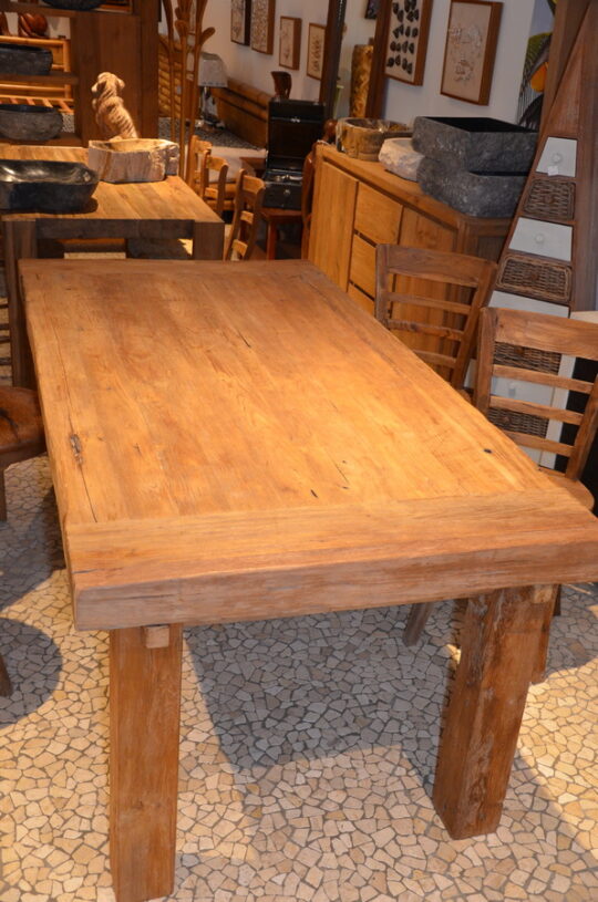 TAVOLO IN LEGNO TEAK INDISTRUTTIBILE ROBUSTO PER TAVERNA ARREDAMENTO ETNICO SALA VARIE MISURE