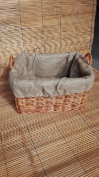 CESTA CONTENITORE PORTA LEGNA PELLET IN PER CON FODERA IN JUTA  50 X 40 H 30 ROBUSTA IN VIMINI LEGNO  GIUNCO  IN 3 COLORI - immagine 3