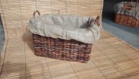 CESTA CONTENITORE PORTA LEGNA PELLET IN PER CON FODERA IN JUTA  50 X 40 H 30 ROBUSTA IN VIMINI LEGNO  GIUNCO  IN 3 COLORI - immagine 7