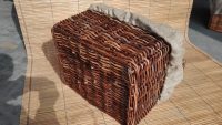 CESTA CONTENITORE PORTA LEGNA PELLET IN PER CON FODERA IN JUTA  50 X 40 H 30 ROBUSTA IN VIMINI LEGNO  GIUNCO  IN 3 COLORI - immagine 9