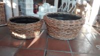 COPRIVASO  TONDO BASSO  INTRECCIO A ONDA  PER FIORI FIORISTI COMPOSIZIONI FODERATO IN PLASTICA SET DI 2 MISURE E 2 COLORI - immagine 6