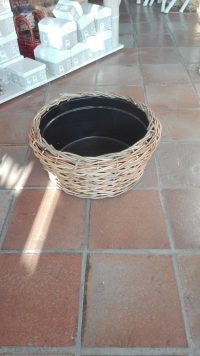 COPRIVASO  TONDO BASSO  INTRECCIO A ONDA  PER FIORI FIORISTI COMPOSIZIONI FODERATO IN PLASTICA SET DI 2 MISURE E 2 COLORI - immagine 5