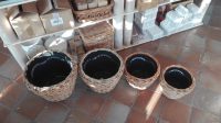 COPRIVASO  TONDO INTRECCIO A ONDA  PER FIORI FIORISTI COMPOSIZIONI FODERATO IN PLASTICA SET DI 4 MISURE - immagine 4