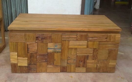 PENSILE BAGNO IN LEGNO DI RECUPERO TEAK ETNICO 2 ANTE 100 X 50 H 45 CM € 380,00 (B)