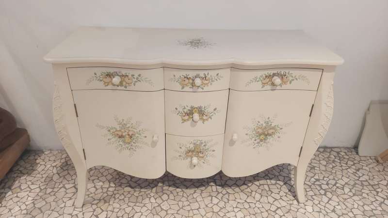 CASSETTIERA BIANCA SHABBY ARREDO PER CAMERA SOGGIORNO 2 ANTE DIPINTA CASF8 LUNGHEZZA CM 120, LARGHEZZA 49CM, ALTEZZA CM 80