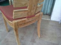 SEDIA “5 SLATS” IN TEAK LEGNO DI RECUPERO GREZZO CON CUSCINO 46X44 H 44/104 CM 136 (C) - immagine 2