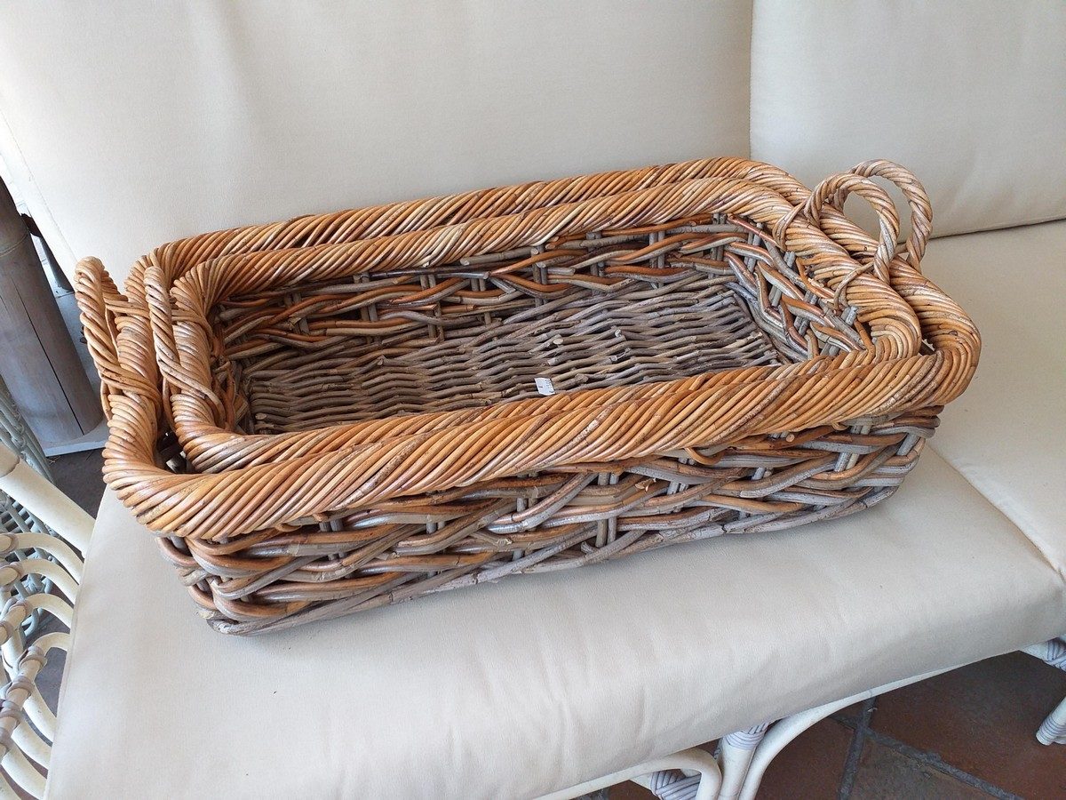 CESTA CESTO PER BIANCHERIA DA STIRARE STIRO IN VIMINI GIUNCO MULTI COLORE 2 MISURE GRANDE E MEDIO