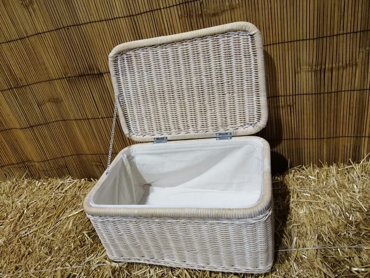 BAULETTO CESTO CESTA IN MIDOLLINO  45x30h21  CON COPERCHIO E FODERA REMOVIBILE  DISPONIBILE IN 2 FINITURE DI COLORE