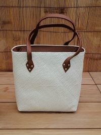 BORSA BORSETTA IN VIMINI LEGNO PAGLIA NATURALE ECOLOGICA ETNICA  CERNIERA ZIP  QUADRATA 30x12x30 CM  4 COLORI DISPONIBILI - immagine 4