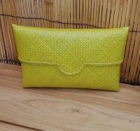 POCHETTE  BORSETTA A BUSTA   25x2h15 cm  IN VIMINI LEGNO PAGLIA NATURALE ECOLOGICA  5 COLORI DISPONIBILI - immagine 3