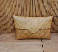POCHETTE  BORSETTA A BUSTA   25x2h15 cm  IN VIMINI LEGNO PAGLIA NATURALE ECOLOGICA  5 COLORI DISPONIBILI - immagine 5