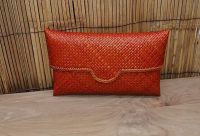 POCHETTE  BORSETTA A BUSTA   25x2h15 cm  IN VIMINI LEGNO PAGLIA NATURALE ECOLOGICA  5 COLORI DISPONIBILI - immagine 7
