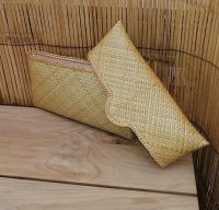 POCHETTE  BORSETTA A BUSTA   25x2h15 cm  IN VIMINI LEGNO PAGLIA NATURALE ECOLOGICA  5 COLORI DISPONIBILI - immagine 8