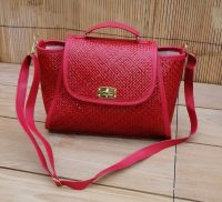 BORSA BORSETTA ELEGANTE CLASSICA  35x16H22 CM IN VIMINI LEGNO PAGLIA NATURALE ECOLOGICA  CON TRACCOLLA  CHIUSURA IN OTTONE 5 COLORI DISPONIBILI - immagine 6