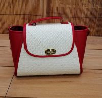 BORSA BORSETTA ELEGANTE CLASSICA  35x16H22 CM IN VIMINI LEGNO PAGLIA NATURALE ECOLOGICA  CON TRACCOLLA  CHIUSURA IN OTTONE 5 COLORI DISPONIBILI - immagine 5