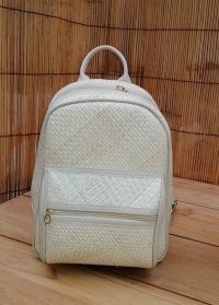 ZAINETTO CON  ZIP DAVANTI 22X12H33 CM IN VIMINI LEGNO PAGLIA NATURALE ECOLOGICA  CON SPALLACCI  4 COLORI DISPONIBILI - immagine 3