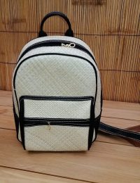 ZAINETTO CON  ZIP DAVANTI 22X12H33 CM IN VIMINI LEGNO PAGLIA NATURALE ECOLOGICA  CON SPALLACCI  4 COLORI DISPONIBILI - immagine 4