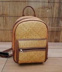 ZAINETTO CON  ZIP DAVANTI 22X12H33 CM IN VIMINI LEGNO PAGLIA NATURALE ECOLOGICA  CON SPALLACCI  4 COLORI DISPONIBILI - immagine 5