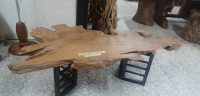 TAVOLO DA CAFFE' CON PIANO IN RADICE DI TEAK GAMBE IN FERRO MISURE .Cm 147 x 78 H 43 .codice univoco  TCGF1 - immagine 3