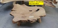TAVOLO DA CAFFE' CON PIANO IN RADICE DI TEAK GAMBE IN LEGNO MISURE VARIABILI cm  H 40. - immagine 2