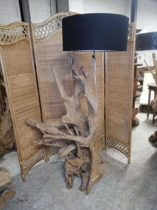 LAMPADA ETNICA IN RADICE LEGNO TEAK PARALUME A SCELTA SCURO CHIARO CODICE L10