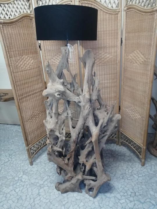 LAMPADA ETNICA IN RADICE LEGNO TEAK PARALUME A SCELTA SCURO CHIARO CODICE L15