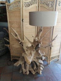 LAMPADA ETNICA IN RADICE LEGNO TEAK PARALUME A SCELTA SCURO CHIARO CODICE L2