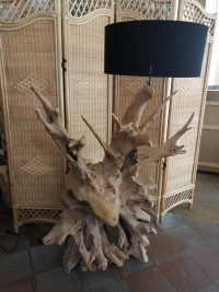 LAMPADA ETNICA IN RADICE LEGNO TEAK PARALUME A SCELTA SCURO CHIARO CODICE L2 - immagine 3