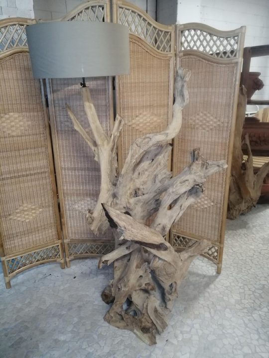 LAMPADA ETNICA IN RADICE LEGNO TEAK PARALUME A SCELTA SCURO CHIARO CODICE L6