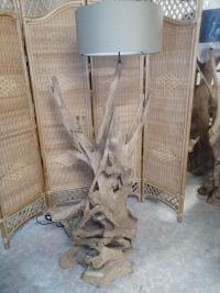 LAMPADA ETNICA IN RADICE LEGNO TEAK PARALUME A SCELTA SCURO CHIARO CODICE L7 - immagine 3