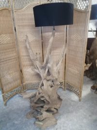 LAMPADA ETNICA IN RADICE LEGNO TEAK PARALUME A SCELTA SCURO CHIARO CODICE L7 - immagine 7