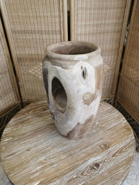 VASO IN LEGNO ARREDO ETNICO MODERNO DIAM. 25 cm. H 45 cm. € 45 (c)