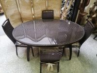 SET 4 SEDIE TAVOLO PIANO IN VETRO GIARDINO X ESTERNO CUSCINI ALL'ACQUA - immagine 4