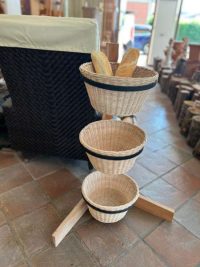 CESTO PER PANE NEGOZIO RISTORANTE PORTA PANE IN MIDOLLINO ESPOSITORE PANETTERIA, 3 CESTI DIAMETRO 30CM, PROFODITA' 17 CM.