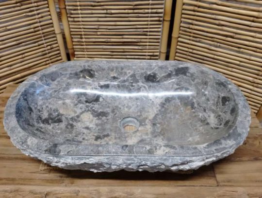 LAVANDINO LAVELLO LAVABO OVALE IN ONICE MARMO ANDESITE MISURA: 70 X 40 X H16 CM