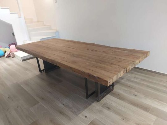 TAVOLO IN LEGNO TEAK INDISTRUTTIBILE ROBUSTO PER TAVERNA ARREDAMENTO ETNICO SALA CUCINA GAMBE INDUSTRIAL